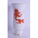 A MEISSEN PORCELAIN VASE modelled in the 18th century style, painted with a four claw dragon. 25