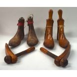 TWO PAIRS OF ANTIQUE BOOT STRETCHERS, together with another pair similar, "Watts Patent".