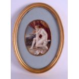 A MID 19TH CENTURY CONTINENTAL PAINTED PORTRAIT possibly on Ivory, painted with a classical nude