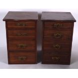 A PAIR OF EARLY 20TH CENTURY APPRENTICE CHEST OF DRAWERS, with brass fittings. 31 cm x 19 cm.