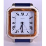 A STYLISH 1990S CARTIER SANTOS STRUT ALARM CLOCK within original fitted case, model number 7508
