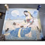 EUROPEAN SCHOOL, an unframed watercolour, indistinctly signed, abstract depiction of Moses being