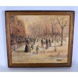 FRENCH SCHOOL (Early 20th Century), framed oil on panel, impressionist street scenes, signed. 34.5