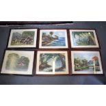 A GROUP OF SIX SOUTHEAST ASIAN WATERCOLOURS, landscape scenes. 24 cm x 33 cm.