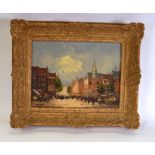 MANNER OF EUGENE GALIEN-LALOUE (1854-1941), framed oil on panel, impressionist street scene, signed.