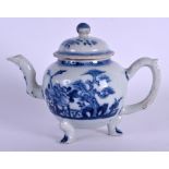 A RARE 18TH CENTURY CHINESE EXPORT BLUE AND WHITE 'EUROPEAN STYLE' TEAPOT AND COVER Qianlong,