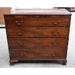 AN EARLY 20TH CENTURY MAHOGANY CHEST OF DRAWERS, inlaid with ebony and satinwood banding, four