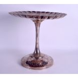 A GOOD LARGE 19TH CENTURY JAPANESE MEIJI PERIOD SILVER PEDESTAL TAZZA formed as an open chrsanthemum