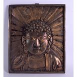 A LARGE 19TH CENTURY JAPANESE MEIJI PERIOD BRONZE PANEL depicrting a buddhistic portrait behind a