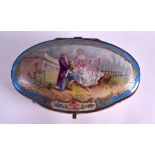 A LATE 19TH CENTURY FRENCH SEVRES PORCELAIN CASKET painted with lovers within extensive