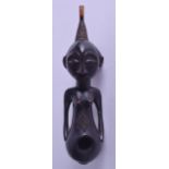 A GOOD EARLY 20TH CENTURY AFRICAN CARVED WOOD TRIBAL FERTILITY PIPE modelled as a female with a