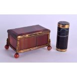 A MID 19TH CENTURY FRENCH AGATE PILL BOX together with a late 19th century banded agate match case &