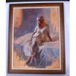 J R CLARK, framed oil on canvas, portrait of a female, signed, "Julia". 58 cm x 44 cm.