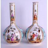 A LARGE PAIR OF 19TH CENTURY GERMAN AUGUSTUS REX PORCELAIN VASES painted with lovers within