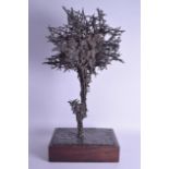 A LARGE STYLISH BRONZE ABSTRACT BRONZE BARB WIRE TREE by Farkas, naturalistically modelled upon a