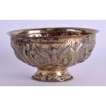 AN 18TH CENTURY CONTINENTAL SILVER GILT BOWL decorated in relief with foliage. 3.9 oz. 12.5 cm