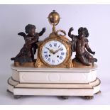 A LARGE MID 19TH CENTURY FRENCH BRONZE AND MARBLE MANTEL CLOCK by Balthazard of Paris, modelled as