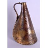 A TURKISH OTTOMAN TYPE COPPER WATER FLASK probably 17th/18th century, engraved with flowers. 28 cm x