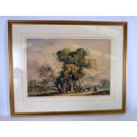 H W BURGESS (Early 19th Century), framed watercolour, figures beneath a tree in a landscape. 34 cm x