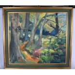 BRITISH SCHOOL (20th Century), framed oil on board, signed "ford", abstract impressionist landscape,