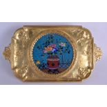 A 19TH CENTURY FRENCH AESTHETIC MOVEMENT BRONZE AND CLOISONNÉ ENAMEL DISH Attributed to Barbedienne,
