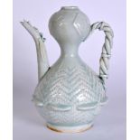 A CHINESE SUNG STYLE PORCELAIN EWER, formed with rope twist handle. 21 cm high.