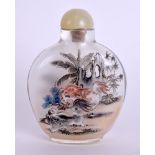 A CHINESE REVERSE PAINTED SNUFF BOTTLE 20th Century, finely painted with roaming foxes and hounds