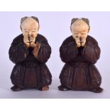 A PAIR OF 19TH CENTURY JAPANESE MEIJI PERIOD BOXWOOD AND IVORY OKIMONO modelled as two children