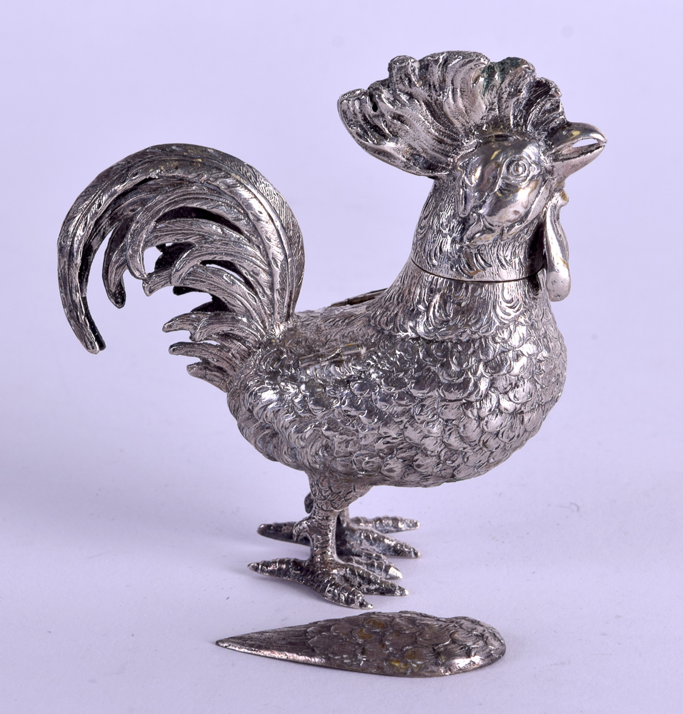 A 19TH CENTURY CONTINENTAL SILVER CHICKEN BOX AND COVER naturalistically modelled. 3.7 oz. 10 cm x - Image 2 of 3