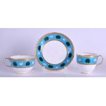 19th c. Minton teacup, coffee cup and saucer painted after Sir Christopher Dresser with an