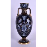 19th c. superb ‘Limoges enamelled vase decorated in neo-classical style with heads and fruit