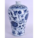 AN 18TH CENTURY CHINESE BLUE AND WHITE BALUSTER VASE Qing, painted with rich floral sprays under a