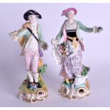 Early 19th c. Derby pair of figure of a shepherd and shepherdess. 19 cm high