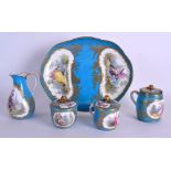 A FINE 18TH/19TH CENTURY FRENCH SEVRES CABARET SET ON STAND painted with classical figures upon a