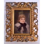 A GOOD LATE 19TH CENTURY GERMAN KPM PORCELAIN PLAQUE painted with a pretty female within a