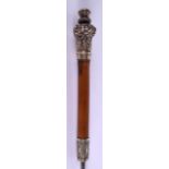 A MID 19TH CENTURY SCOTTISH MALACCA AND SILVER PLATE SWORD STICK with decorative fruiting finial. 99