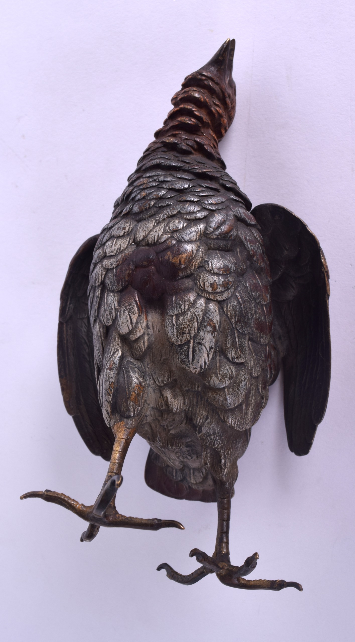 A 19TH CENTURY AUSTRIAN COLD PAINTED BRONZE FIGURE OF A GAME BIRD by Franz Xavier Bergmann. 18 cm - Image 3 of 4