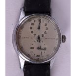 A RARE LATHIN DOUBLE DIAL CHRONOMETER WRISTWATCH with gilt numerals. 3.25 cm wide.