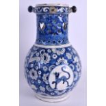 AN 18TH CENTURY CONTINENTAL FAIENCE PUZZLE JUG painted with spotted deer and floral sprays. 24 cm