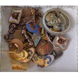 A MIXED GROUP OF CUFFLINKS, together with a group of badges or brooches. (qty)
