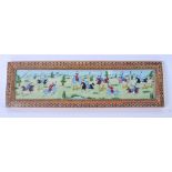 AN EARLY 20TH CENTURY PERSIAN IVORY PANEL OR PLAQUE, hand painted with figures on horseback in a