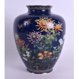 A LATE 19TH CENTURY JAPANESE MEIJI PERIOD CLOISONNE ENAMEL VASE by Hayashi Kodenji, silver mounted