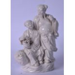 A CHINESE REPUBLICAN PERIOD BLANC DE CHINE PORCELAIN STATUE, formed as a female on the back on a