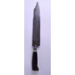 AN 18TH CENTURY EUROPEAN HUNTING KNIFE with Rhinoceros horn handle, the single edge blade with