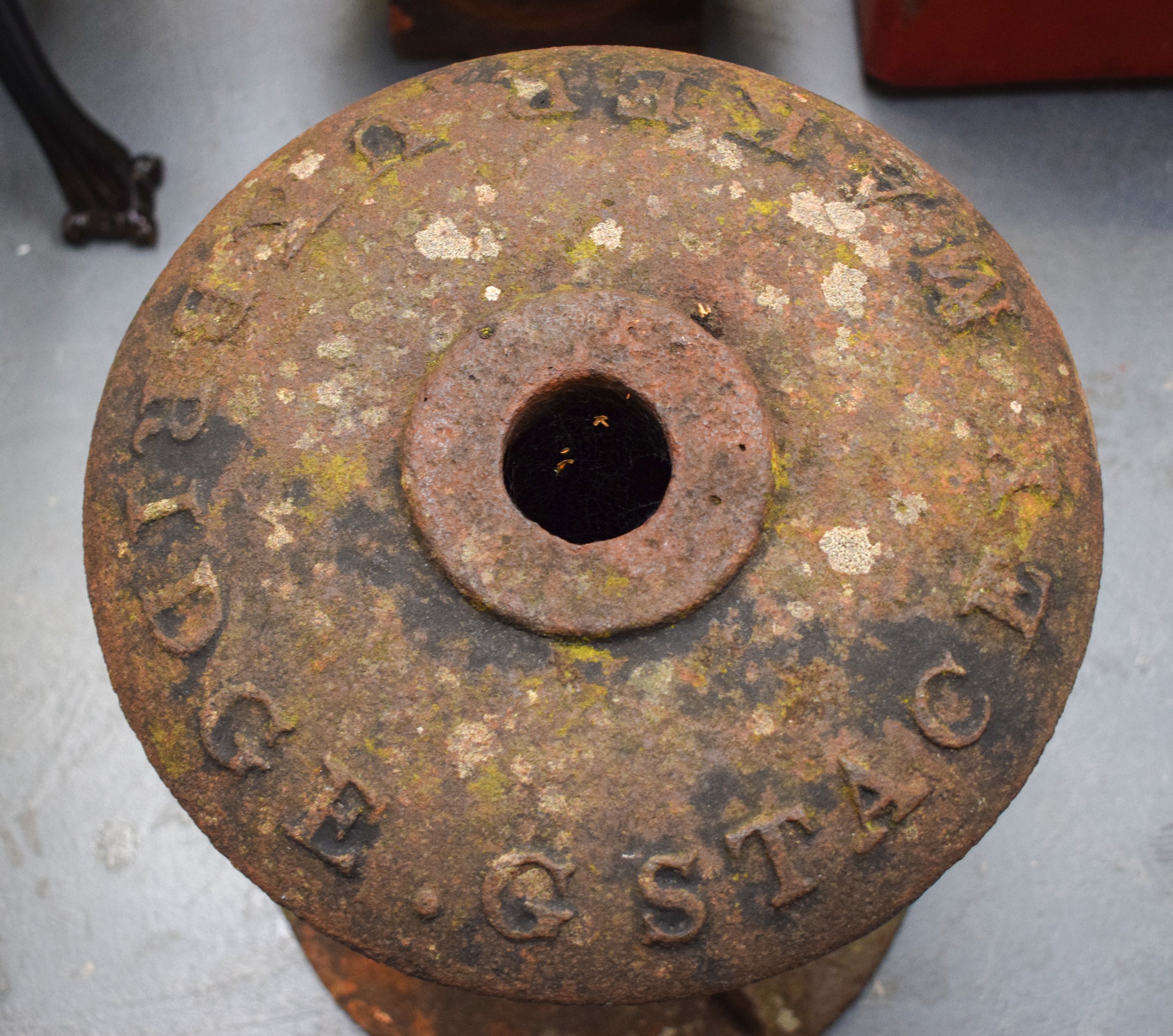 A CAST IRON BOAT MOORING POST, "G Stacey, Uxbridge". 58 cm high. - Image 2 of 2