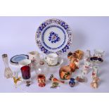 A 19TH CENTURY MINTON PLATE, together with porcelain figurines, cups etc. (qty)