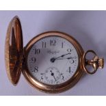 A NEW YORK STANDARD POCKET WATCH, in Philadelphia Victory gold filled hunter case, etched with birds