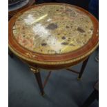 AN EARLY 20TH CENTURY FRENCH MARBLE INSET TABLE ATTRIBUTED TO LINKE, inset with mother of pearl