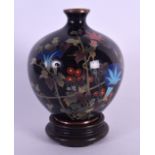 A LATE 19TH CENTURY JAPANESE MEIJI PERIOD CLOISONNE ENAMEL VASE of globular form, decorated with