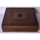AN EARLY 20TH CENTURY PERSIAN LACQUERED GAMING BOX, with multiple internal compartments. 29.5 cm